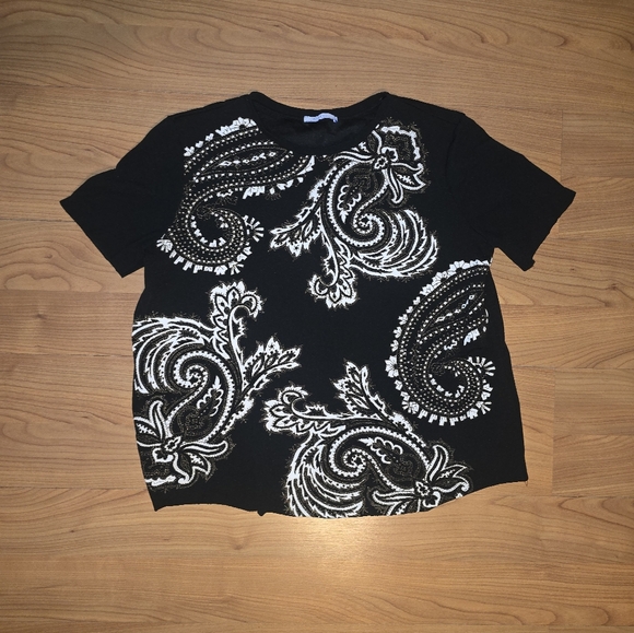Zara Black and Cream Paisley Blouse - Picture 4 of 7